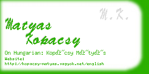 matyas kopacsy business card